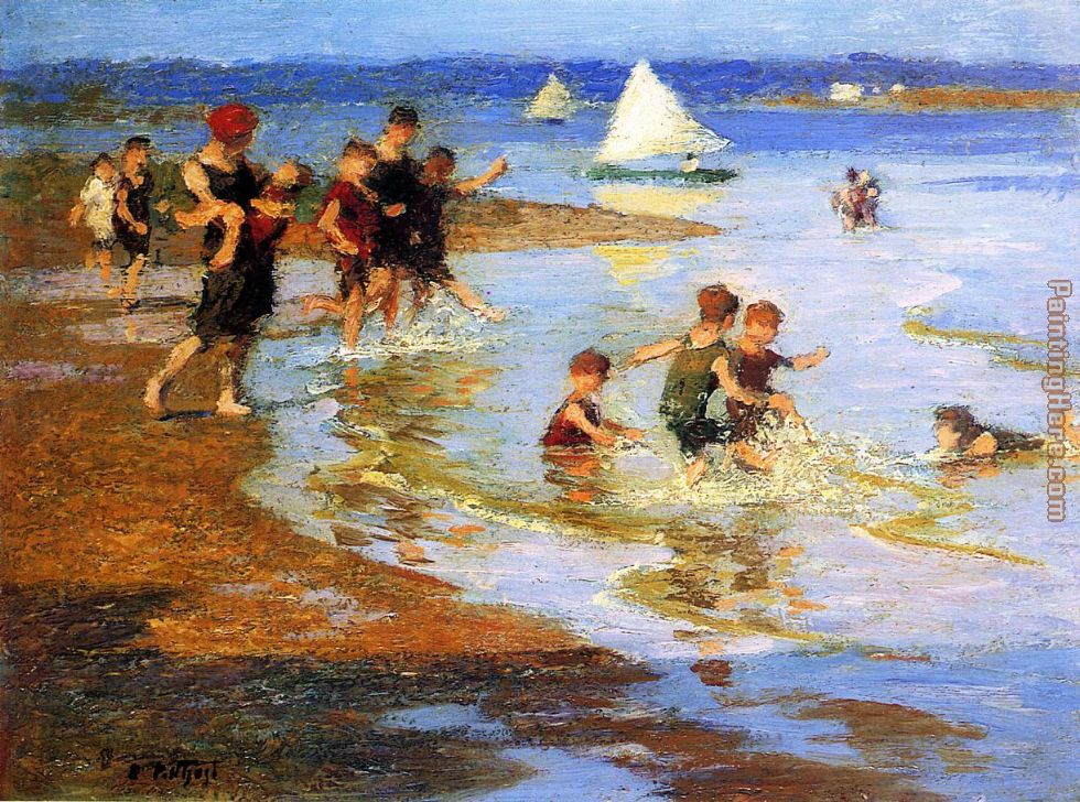 Children at Play on the Beach painting - Edward Henry Potthast Children at Play on the Beach art painting